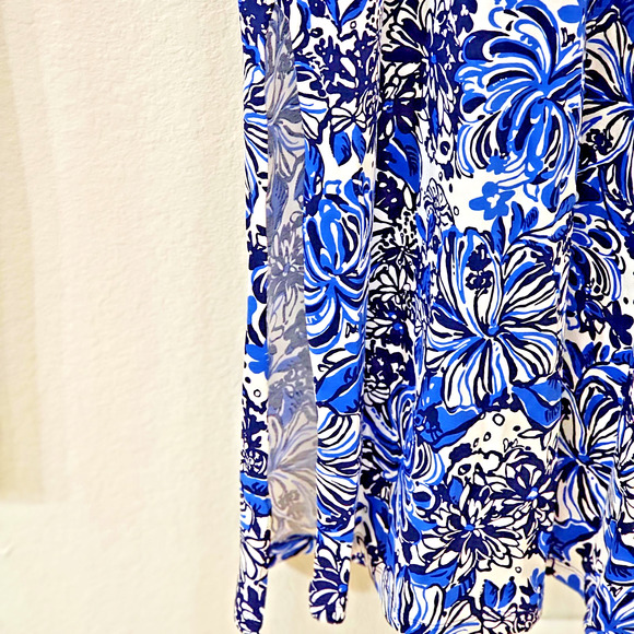 Lilly Pulitzer Etta Maxi Dress Low Tide Navy 100% Pima Cotton Sz Med Cap Sleeve - Picture 5 of 9